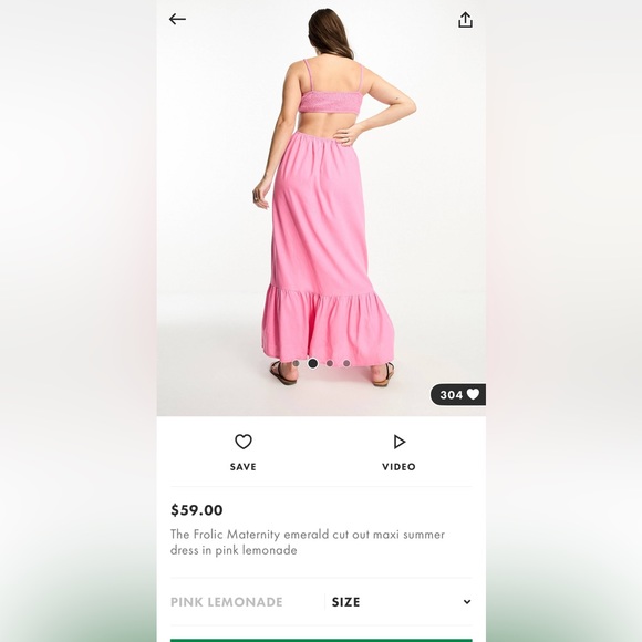 The Frolic Maternity emerald cut out maxi summer dress in pink lemonade. Size 10 - Picture 3 of 4